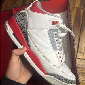 Air Jordan 3 Retro Fire Red 2022 Sneakers Shoes Cement Print Style Mens size 4.5